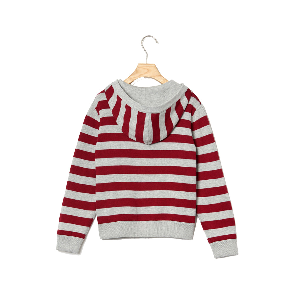 Lacoste Kids AJ8098 Reversible Hooded Zip Through Knitted Jumper, Grey Chine/Bordeaux RRD - 5y