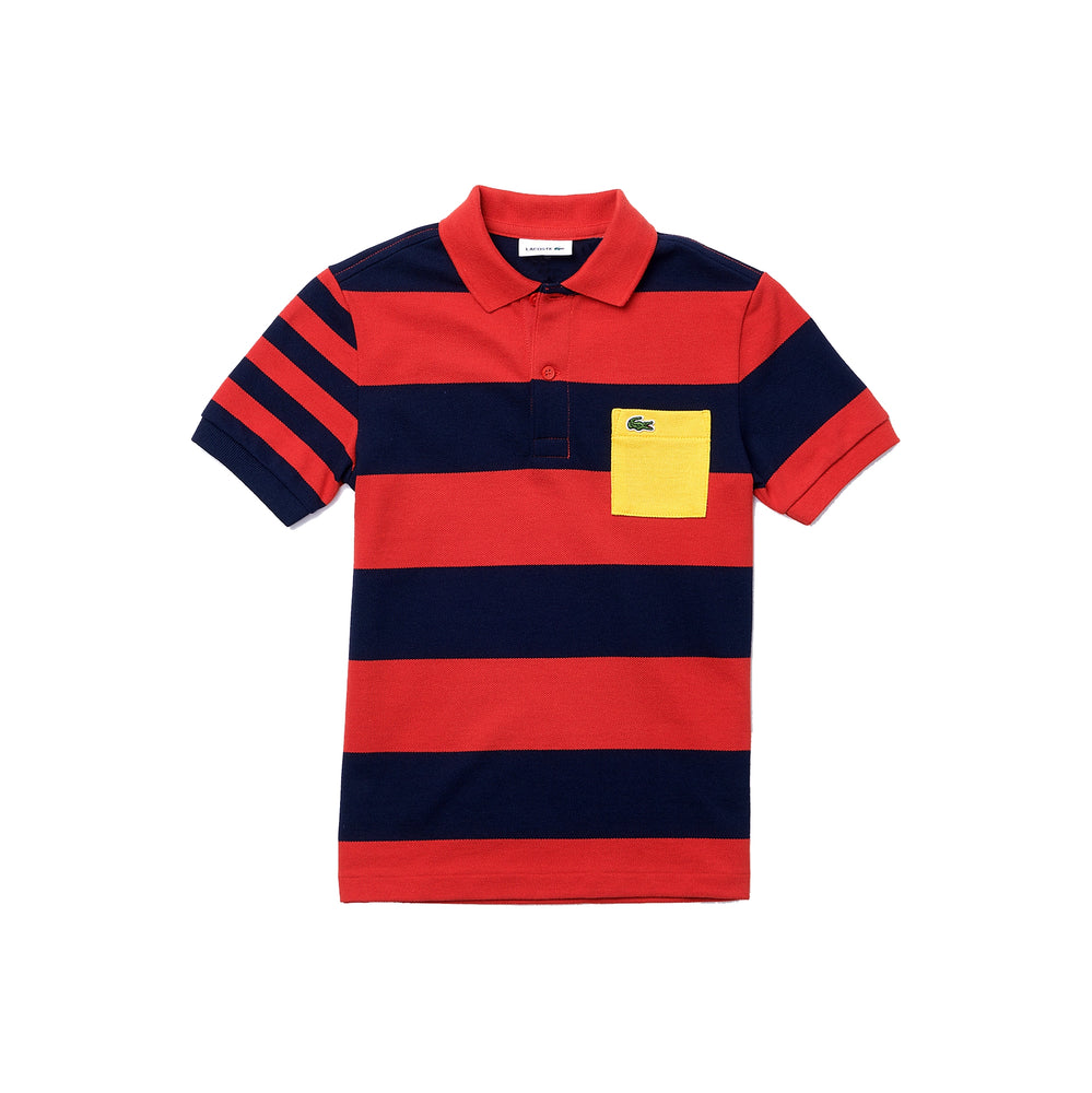 Lacoste PJ0270 Boys Coloured Pocket Striped Piqué Polo Shirt