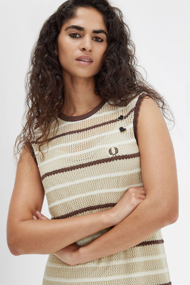 fred perry knitted dress Fred Perry Logo-embroidered Ribbed-knit Midi Dress
