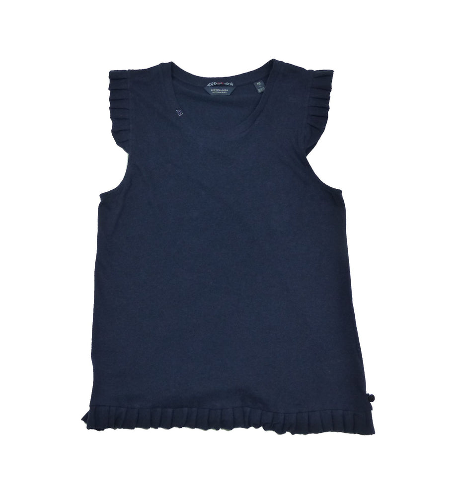 Scotch & Soda Womens 147583 Sleeveless Pleated T-Shirt, Navy