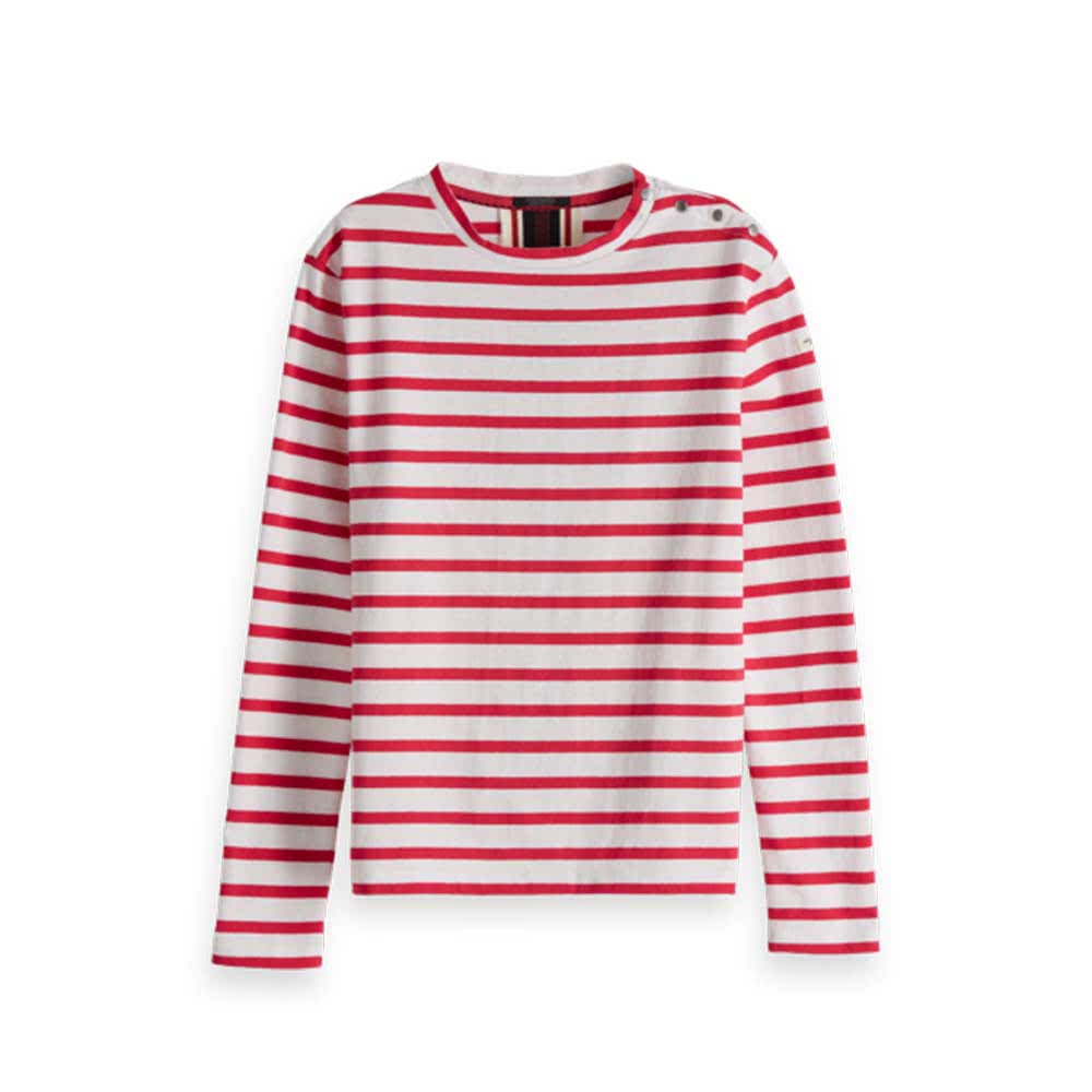 
            
                Load image into Gallery viewer, Scotch &amp;amp; Soda Womens Striped High Neck T-Shirt, White/Pink
            
        