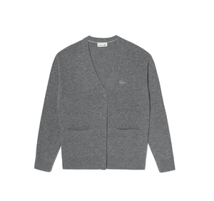 Lacoste AF2408 Women's V-Neck Buttoned Wool Cardigan, Grey