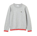 Lacoste Kids AJ4765 Boy’s Soft Cotton Crew Neck Sweater, Grey