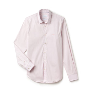 Lacoste CH9628 Slim Fit Stretch Cotton Poplin Shirt, Pink - 42