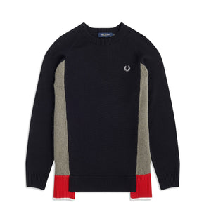 
            
                Load image into Gallery viewer, Fred Perry K9104 Mixed Panel Jumper, Black/Grey/Red
            
        