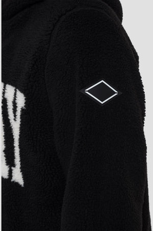 Replay M3258 Hooded Logo sweatshirt in eco-fur, Black