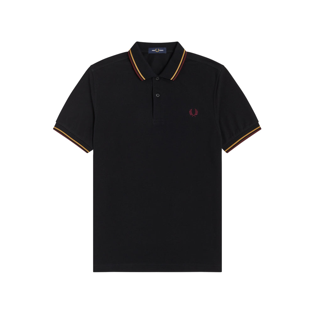 Fred Perry M3600 Twin Tipped Fred Perry Polo T-Shirt, Black/White