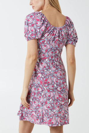 
            
                Load image into Gallery viewer, Ring Detail Swirl Print Skater Dress
            
        