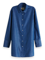 Scotch & Soda Womens Oversized Denim Shirt, Blue