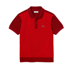 Lacoste Boy's PJ1436 Two-Tone Cotton Piqué Polo Shirt, Red