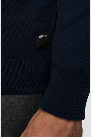 Replay UK2671 Hyperflex Knitted Crewneck Sweater, Black