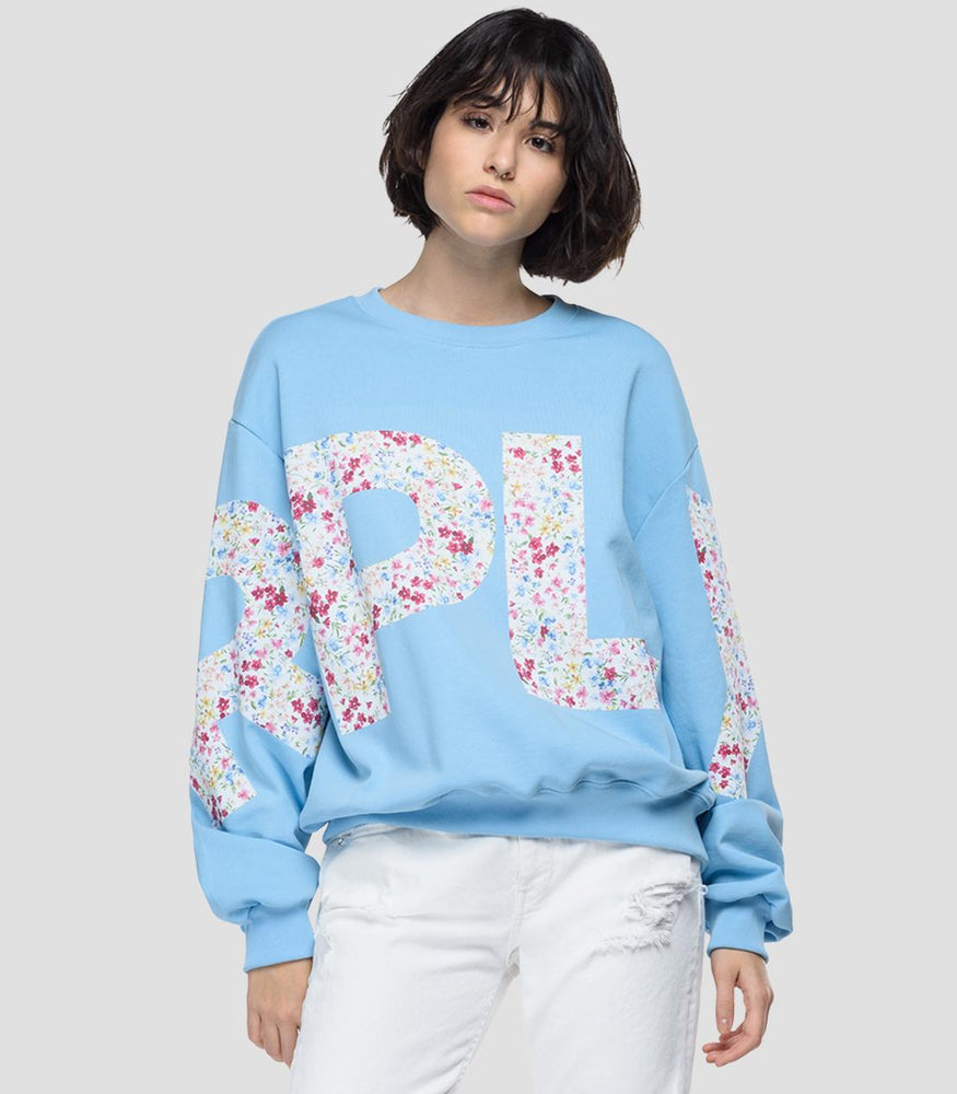 
            
                Load image into Gallery viewer, Replay W3581B Oversized sweatshirt with REPLAY floral print
            
        