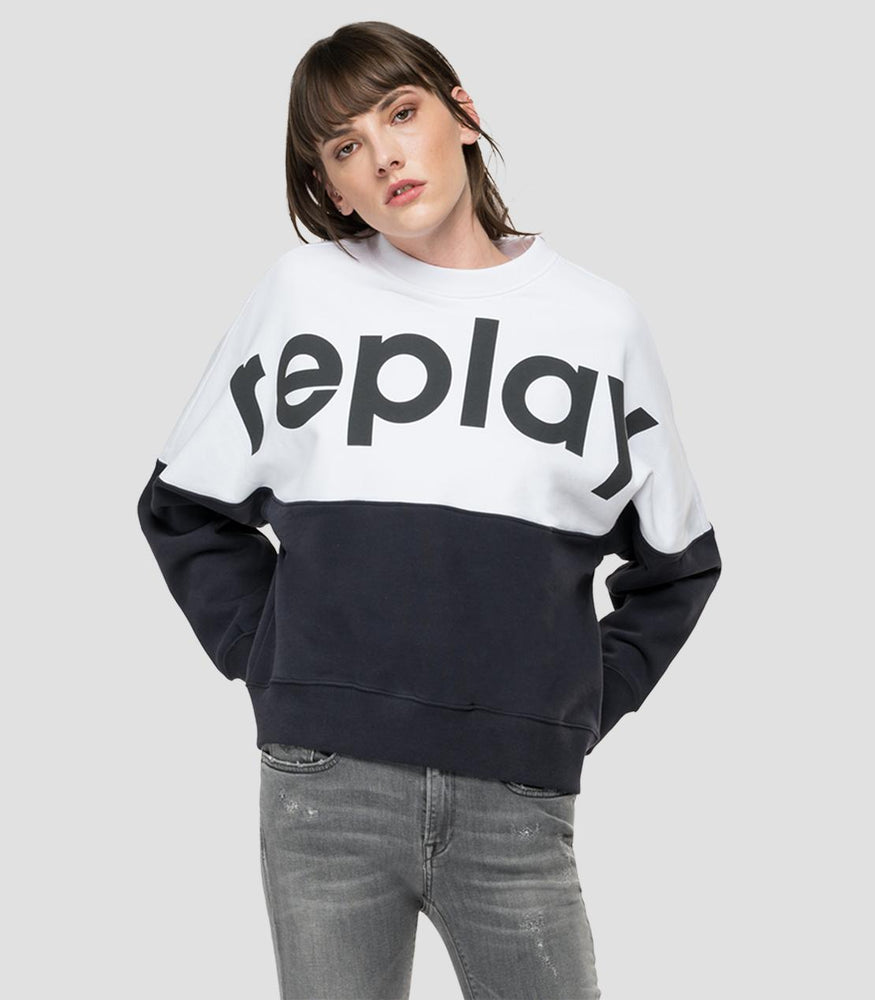 Replay W3612 Logo Sweatshirt Two-tone oversized REPLAY sweatshirt