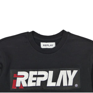 Replay Womens W3971L Embroidered Logo Crew Neck Sweatshirt, Black