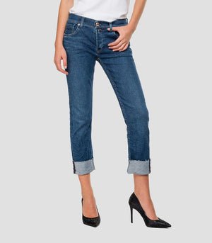 Replay Womens Joplyn Straight Fit Jeans, WA405.000.83C.636.009, Deep Blue Comfort Denim
