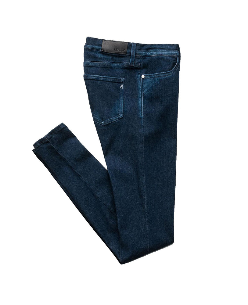 Replay Womens Touch Super High Waist Skinny Jeans, WA642 247 T40 007, Blue Power Stretch Denim