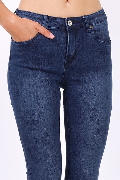 Toxik3 G0323 High Waist Skinny Jeans, Blue All Over Pattern