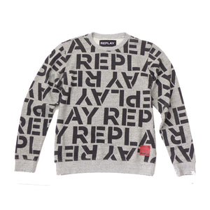 
            
                Load image into Gallery viewer, Replay M3104 All Over Logo Print Crew Sweatshirt, Grey
            
        